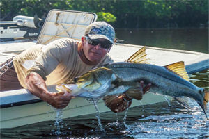 Matlacha guide Tim Jones with a trophy snook he caught