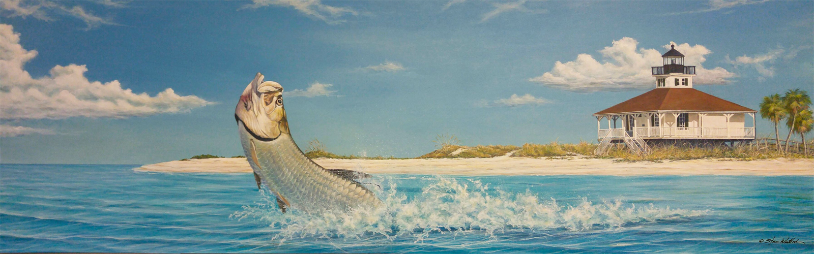 Boca Grande Florida tarpon jumping art by Steve Whitlock